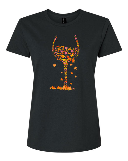 Maple Leaf Wine Glass Women's Tshirt
