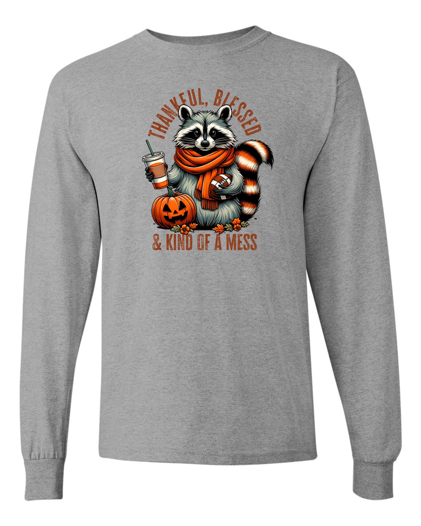 Thankful Blessed Racoon Long Sleeve T-shirts