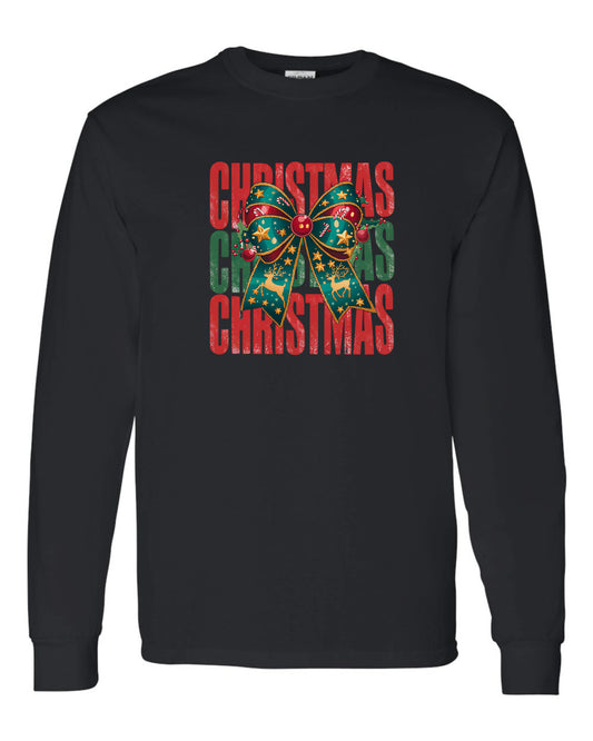 Christmas3x&Bow Long Sleeve T-shirts