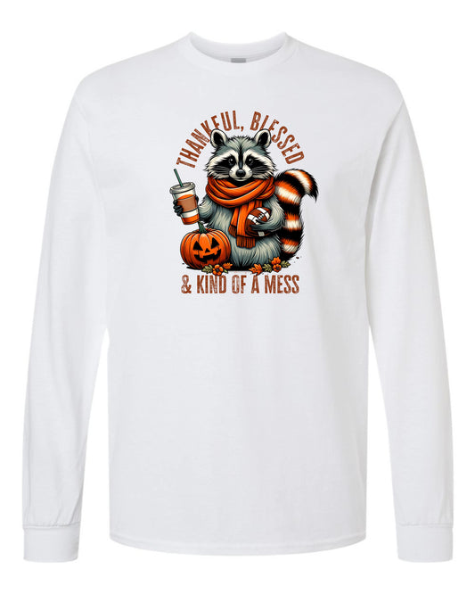 Thankful Blessed Racoon Long Sleeve T-shirts